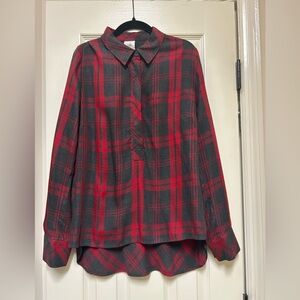 CAbi Red and Black Plaid Blouse